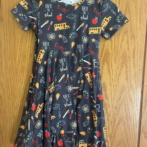 Charming School Print Kids Dress - Multicolor
